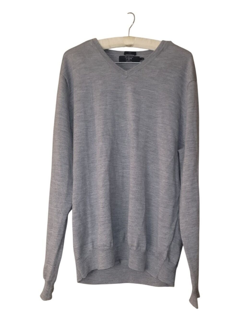 J. Crew Merino Wool V-neck Pullover Sweater Gray XL